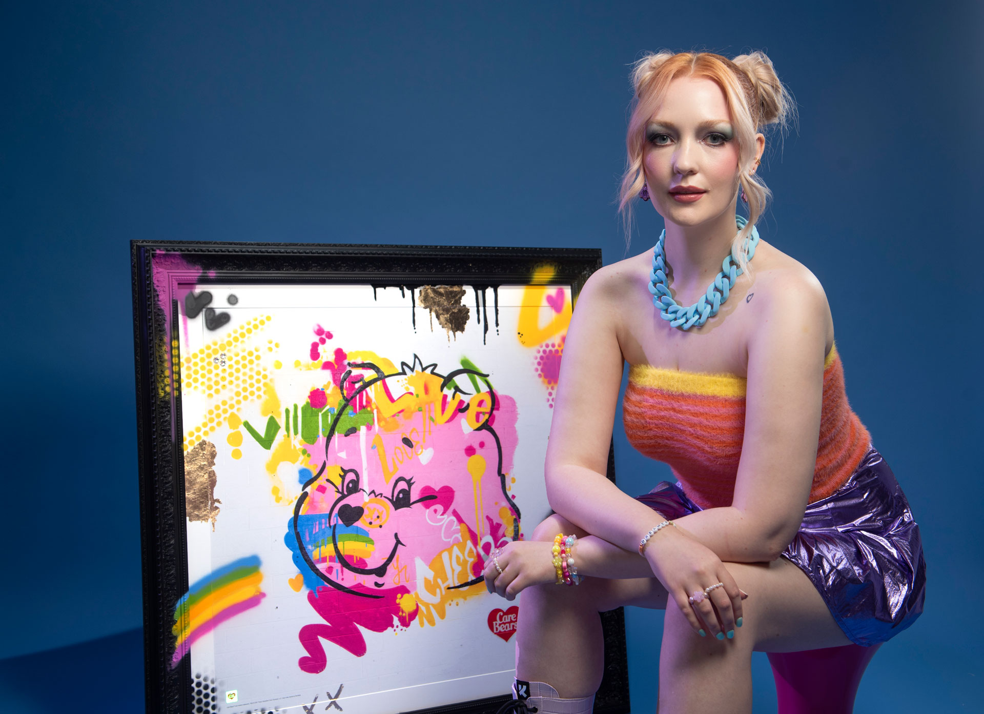 Victoria-Clay-Models-with-Luxury-Care-Bears-Grafitti-Print Victoria-Clay-Models-with-Luxury-Care-Bears-Grafitti-Print
